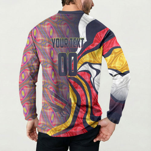 Personalised Adelaide Crows Button Sweatshirt Trippy Psychedelic Abstract Art Mascot Football Fans
