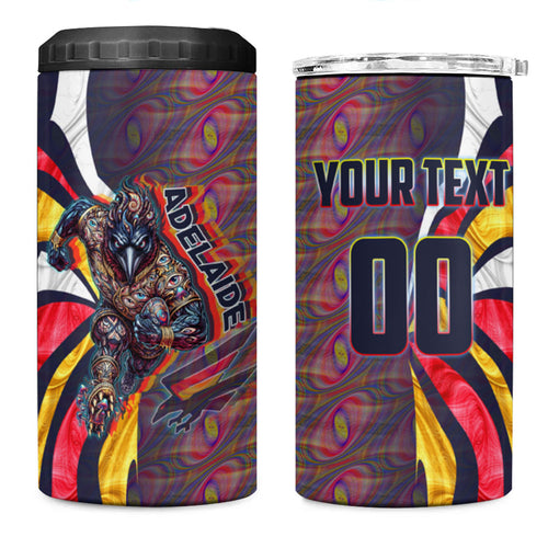 Personalised Adelaide Crows 4 in 1 Can Cooler Tumbler Trippy Psychedelic Abstract Art Mascot Football Fans