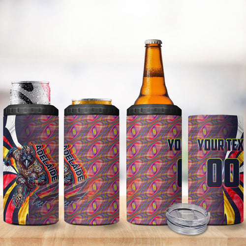 Personalised Adelaide Crows 4 in 1 Can Cooler Tumbler Trippy Psychedelic Abstract Art Mascot Football Fans