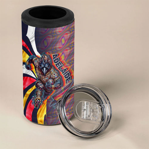 Personalised Adelaide Crows 4 in 1 Can Cooler Tumbler Trippy Psychedelic Abstract Art Mascot Football Fans