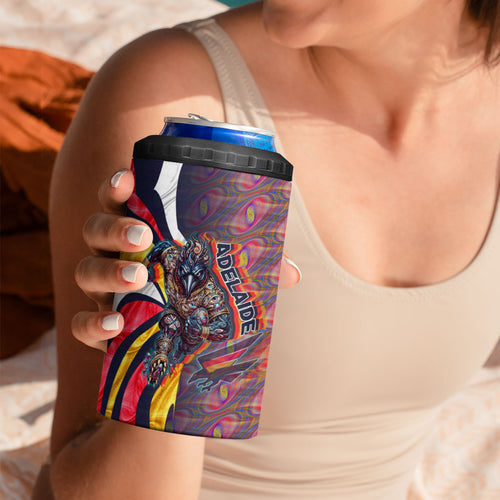 Personalised Adelaide Crows 4 in 1 Can Cooler Tumbler Trippy Psychedelic Abstract Art Mascot Football Fans