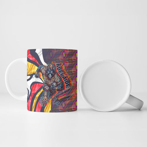 Personalised Adelaide Crows Ceramic Mug Trippy Psychedelic Abstract Art Mascot Football Fans