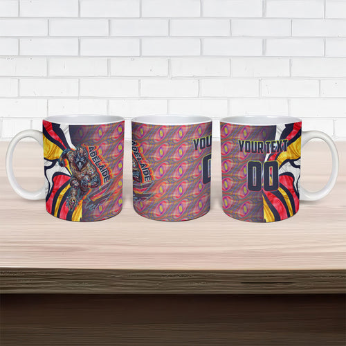 Personalised Adelaide Crows Ceramic Mug Trippy Psychedelic Abstract Art Mascot Football Fans