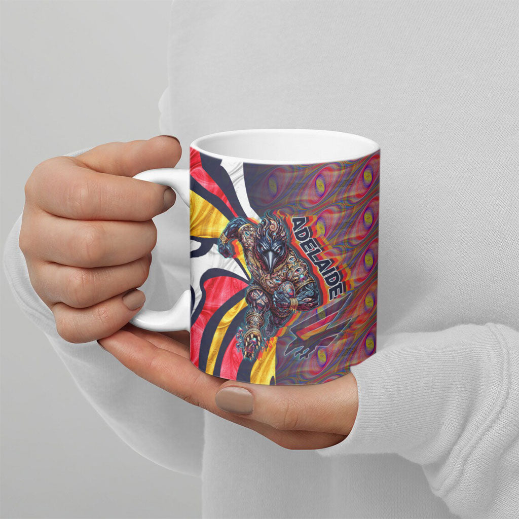 Personalised Adelaide Crows Ceramic Mug Trippy Psychedelic Abstract Art Mascot Football Fans