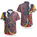 Personalised Adelaide Crows Couples Matching Long Sleeve Bodycon Dress and Hawaiian Shirt Trippy Psychedelic Abstract Art Mascot Football Fans