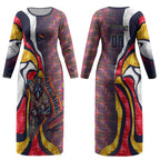 Personalised Adelaide Crows Couples Matching Long Sleeve Bodycon Dress and Hawaiian Shirt Trippy Psychedelic Abstract Art Mascot Football Fans