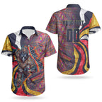 Personalised Adelaide Crows Couples Matching Off Shoulder Maxi Dress and Hawaiian Shirt Trippy Psychedelic Abstract Art Mascot Football Fans