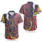 Personalised Adelaide Crows Couples Matching Short Sleeve Bodycon Dress and Hawaiian Shirt Trippy Psychedelic Abstract Art Mascot Football Fans