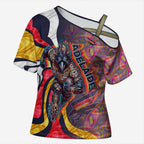 Personalised Adelaide Crows Cross Shoulder Shirt Trippy Psychedelic Abstract Art Mascot Football Fans