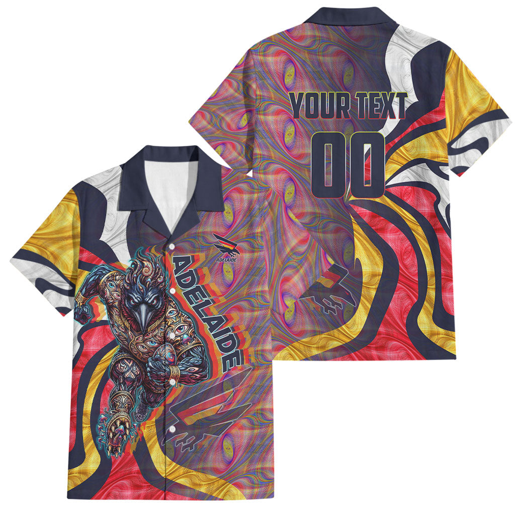 Personalised Adelaide Crows Family Matching Off The Shoulder Long Sleeve Dress and Hawaiian Shirt Trippy Psychedelic Abstract Art Mascot Football Fans