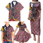 Personalised Adelaide Crows Family Matching Puletasi and Hawaiian Shirt Trippy Psychedelic Abstract Art Mascot Football Fans