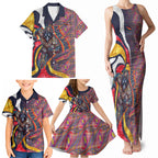 Personalised Adelaide Crows Family Matching Tank Maxi Dress and Hawaiian Shirt Trippy Psychedelic Abstract Art Mascot Football Fans