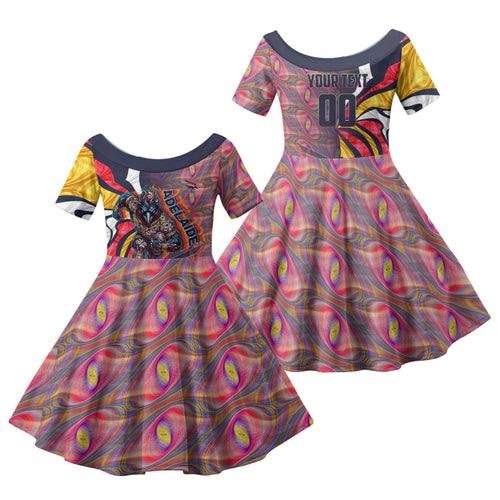 Personalised Adelaide Crows Family Matching Tank Maxi Dress and Hawaiian Shirt Trippy Psychedelic Abstract Art Mascot Football Fans