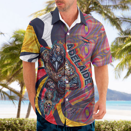 Personalised Adelaide Crows Hawaiian Shirt Trippy Psychedelic Abstract Art Mascot Football Fans