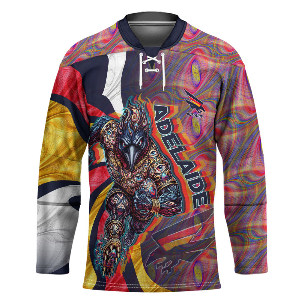 Personalised Adelaide Crows Hockey Jersey Trippy Psychedelic Abstract Art Mascot Football Fans