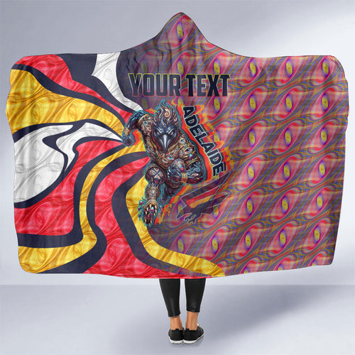 Personalised Adelaide Crows Hooded Blanket Trippy Psychedelic Abstract Art Mascot Football Fans