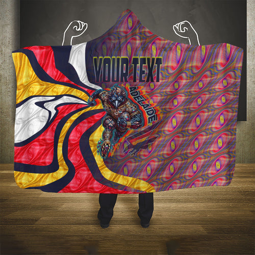 Personalised Adelaide Crows Hooded Blanket Trippy Psychedelic Abstract Art Mascot Football Fans