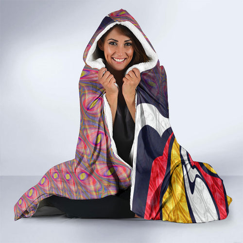 Personalised Adelaide Crows Hooded Blanket Trippy Psychedelic Abstract Art Mascot Football Fans