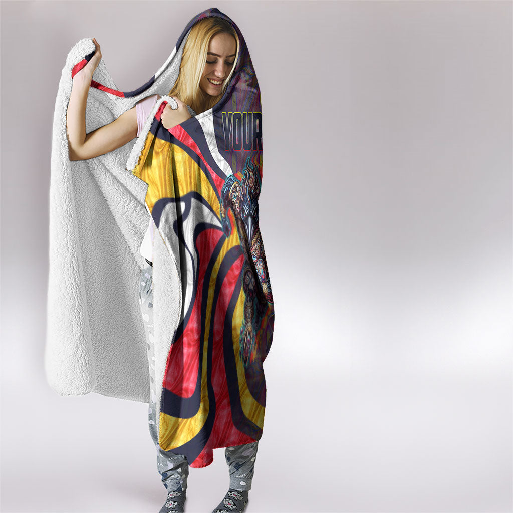 Personalised Adelaide Crows Hooded Blanket Trippy Psychedelic Abstract Art Mascot Football Fans