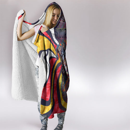 Personalised Adelaide Crows Hooded Blanket Trippy Psychedelic Abstract Art Mascot Football Fans