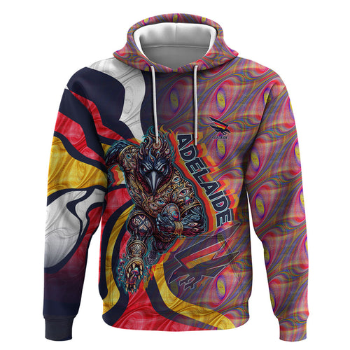 Personalised Adelaide Crows Hoodie Trippy Psychedelic Abstract Art Mascot Football Fans