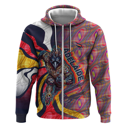 Personalised Adelaide Crows Hoodie Trippy Psychedelic Abstract Art Mascot Football Fans