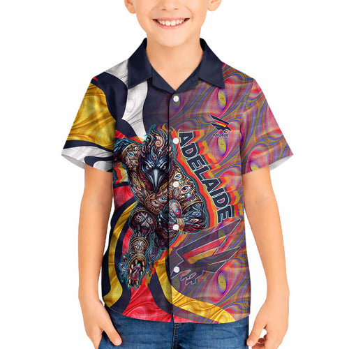 Personalised Adelaide Crows Kid Hawaiian Shirt Trippy Psychedelic Abstract Art Mascot Football Fans