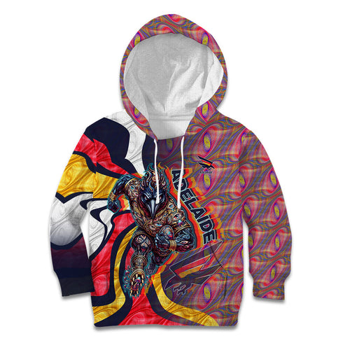 Personalised Adelaide Crows Kid Hoodie Trippy Psychedelic Abstract Art Mascot Football Fans