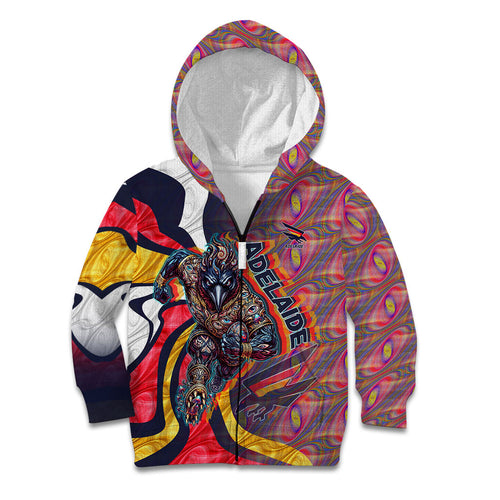 Personalised Adelaide Crows Kid Hoodie Trippy Psychedelic Abstract Art Mascot Football Fans