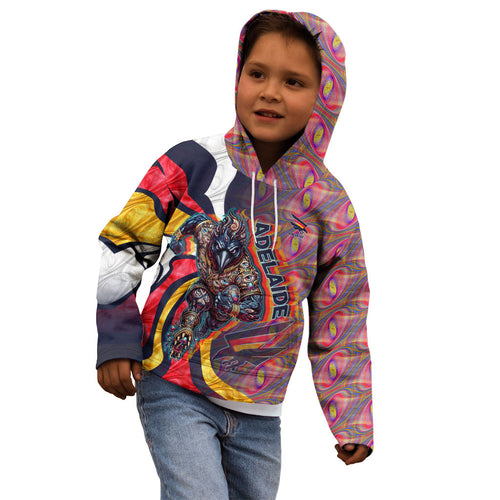 Personalised Adelaide Crows Kid Hoodie Trippy Psychedelic Abstract Art Mascot Football Fans