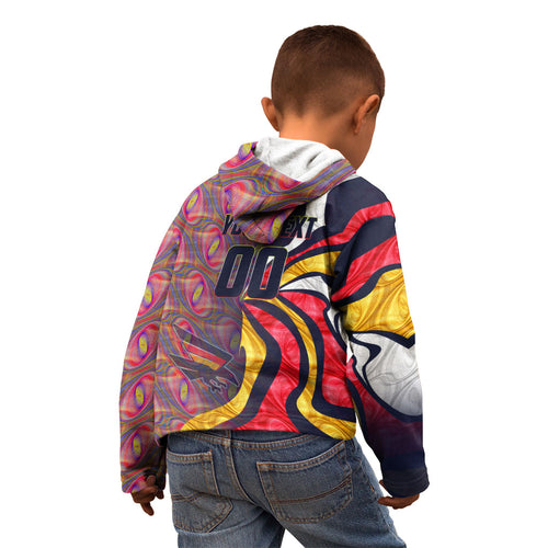 Personalised Adelaide Crows Kid Hoodie Trippy Psychedelic Abstract Art Mascot Football Fans