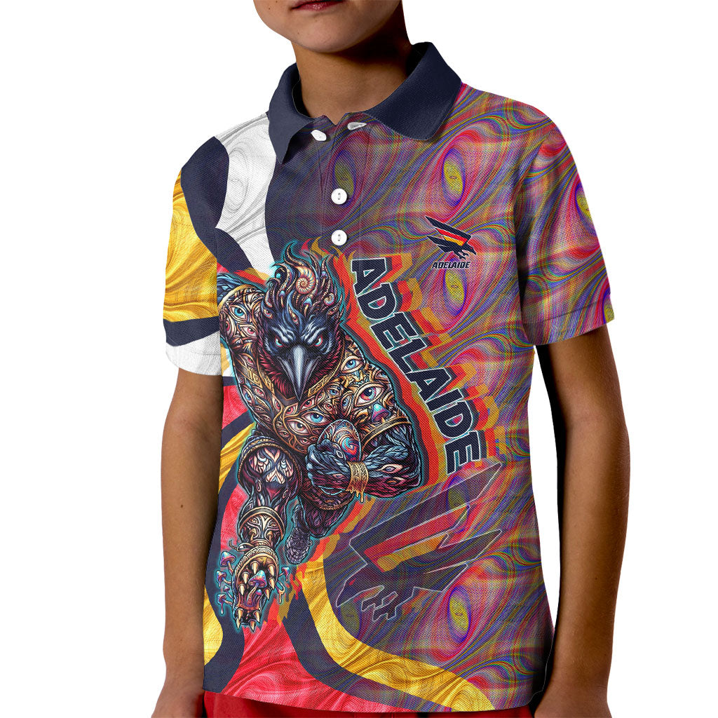 Personalised Adelaide Crows Kid Polo Shirt Trippy Psychedelic Abstract Art Mascot Football Fans