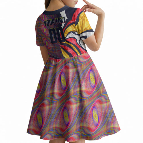Personalised Adelaide Crows Kid Short Sleeve Dress Trippy Psychedelic Abstract Art Mascot Football Fans