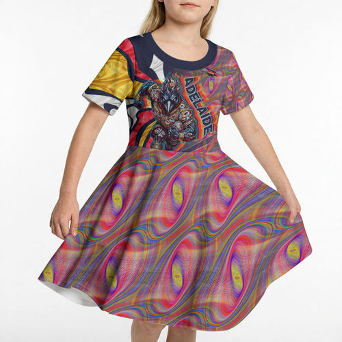 Personalised Adelaide Crows Kid Short Sleeve Dress Trippy Psychedelic Abstract Art Mascot Football Fans