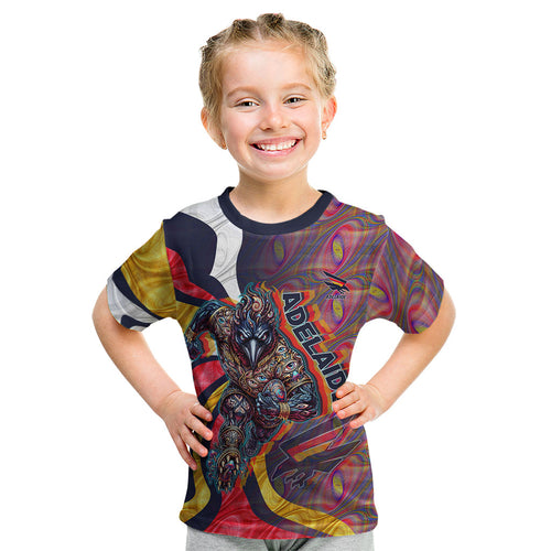 Personalised Adelaide Crows Kid T Shirt Trippy Psychedelic Abstract Art Mascot Football Fans