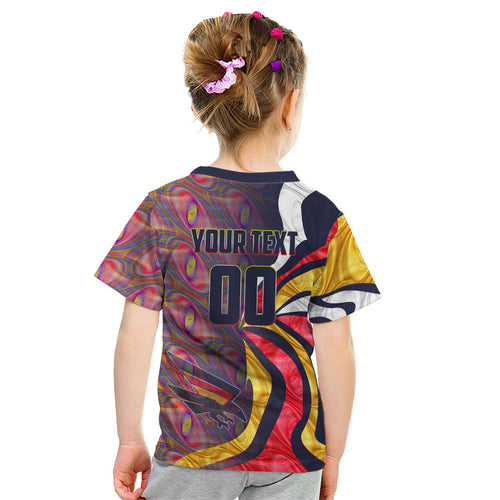 Personalised Adelaide Crows Kid T Shirt Trippy Psychedelic Abstract Art Mascot Football Fans