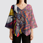 Personalised Adelaide Crows Kimono Sleeve Blouse Trippy Psychedelic Abstract Art Mascot Football Fans