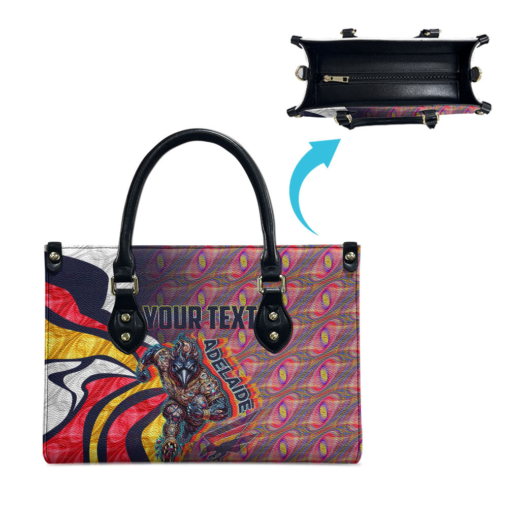Personalised Adelaide Crows Leather Bag Trippy Psychedelic Abstract Art Mascot Football Fans