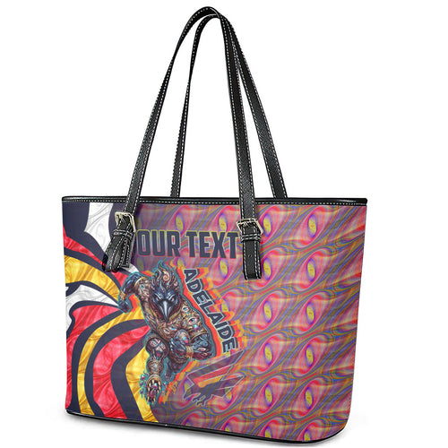Personalised Adelaide Crows Leather Tote Bag Trippy Psychedelic Abstract Art Mascot Football Fans