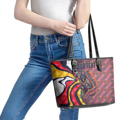 Personalised Adelaide Crows Leather Tote Bag Trippy Psychedelic Abstract Art Mascot Football Fans