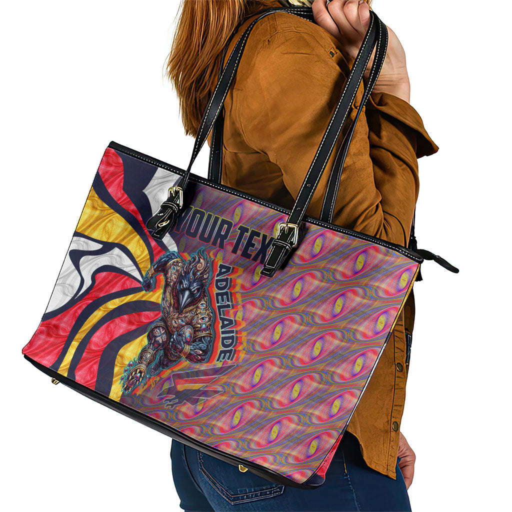 Personalised Adelaide Crows Leather Tote Bag Trippy Psychedelic Abstract Art Mascot Football Fans