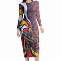 Personalised Adelaide Crows Long Sleeve Bodycon Dress Trippy Psychedelic Abstract Art Mascot Football Fans