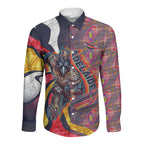Personalised Adelaide Crows Long Sleeve Button Shirt Trippy Psychedelic Abstract Art Mascot Football Fans