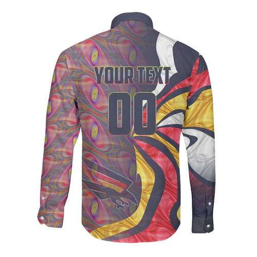 Personalised Adelaide Crows Long Sleeve Button Shirt Trippy Psychedelic Abstract Art Mascot Football Fans