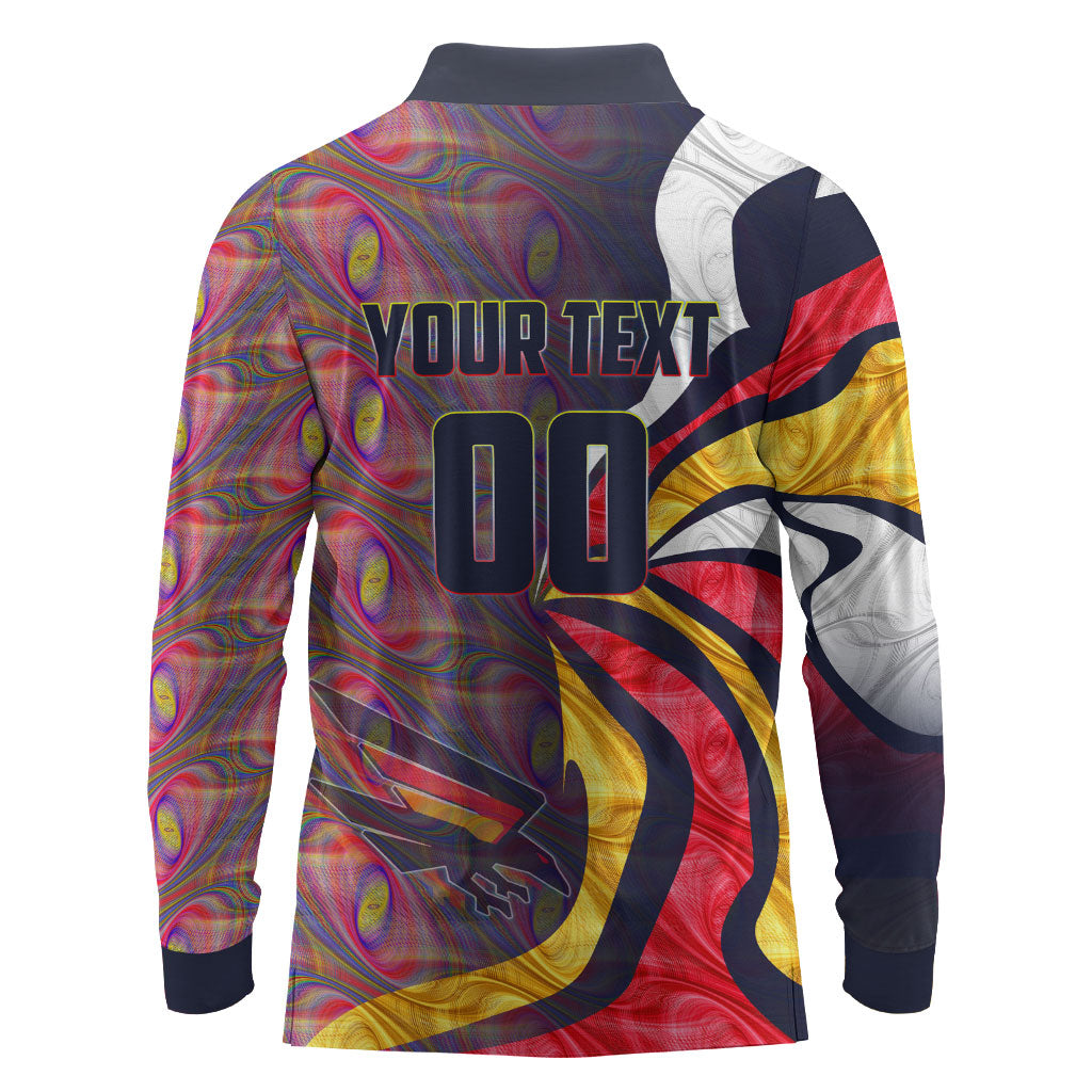 Personalised Adelaide Crows Long Sleeve Polo Shirt Trippy Psychedelic Abstract Art Mascot Football Fans