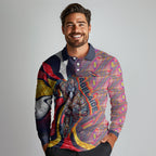 Personalised Adelaide Crows Long Sleeve Polo Shirt Trippy Psychedelic Abstract Art Mascot Football Fans
