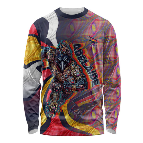 Personalised Adelaide Crows Long Sleeve Shirt Trippy Psychedelic Abstract Art Mascot Football Fans