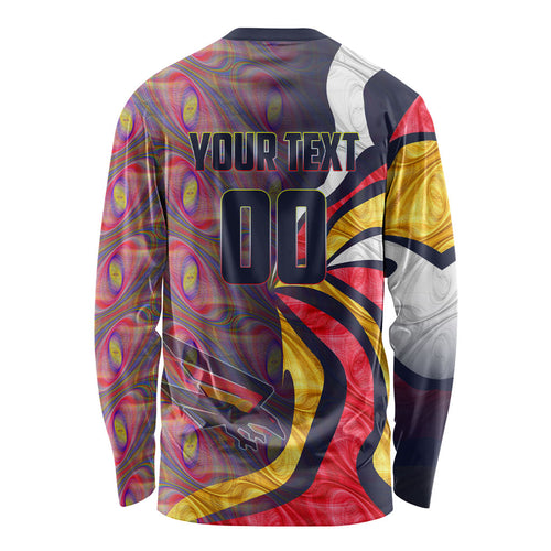 Personalised Adelaide Crows Long Sleeve Shirt Trippy Psychedelic Abstract Art Mascot Football Fans