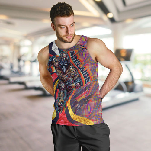 Personalised Adelaide Crows Men Tank Top Trippy Psychedelic Abstract Art Mascot Football Fans
