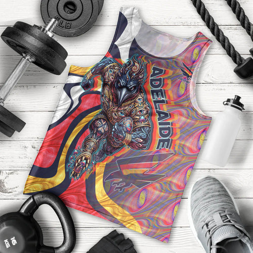 Personalised Adelaide Crows Men Tank Top Trippy Psychedelic Abstract Art Mascot Football Fans